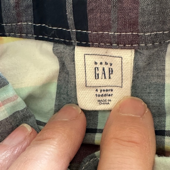 GAP Kids Button Down Shirts - Gray, Yellow, Red, Green, Pink Plaid - Picture 5 of 12